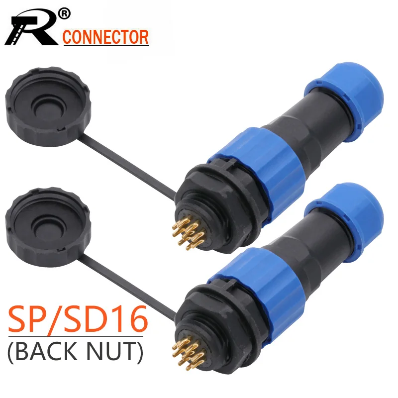 10sets SD16 Waterproof Aviation Plug Socket Male + Female 2/3/4/5/6/7/9 Pins IP68 SP16 16mm Circular Power Aviation Connector