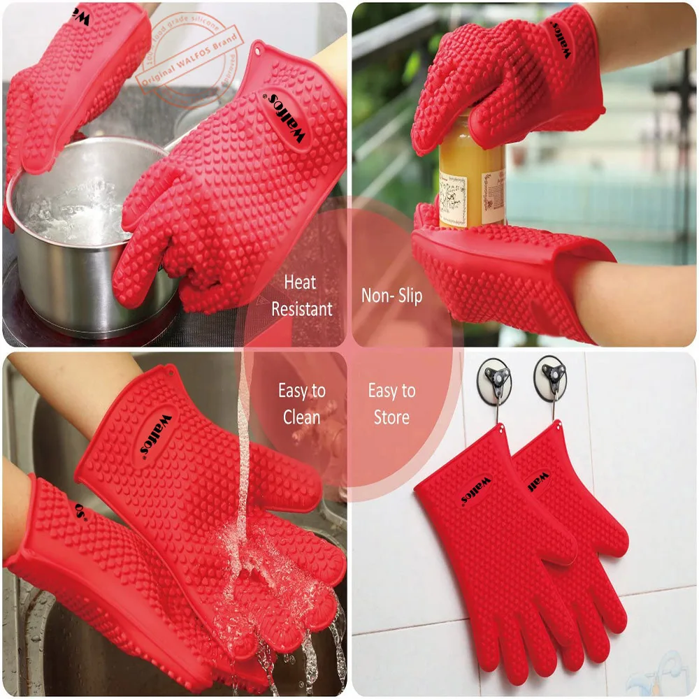 WALFOS1 Piece Of Multifunctional Kitchen Silicone Oven Heat-resistant Gloves Barbecue Gloves Non-slip Gloves Kitchen Gadgets