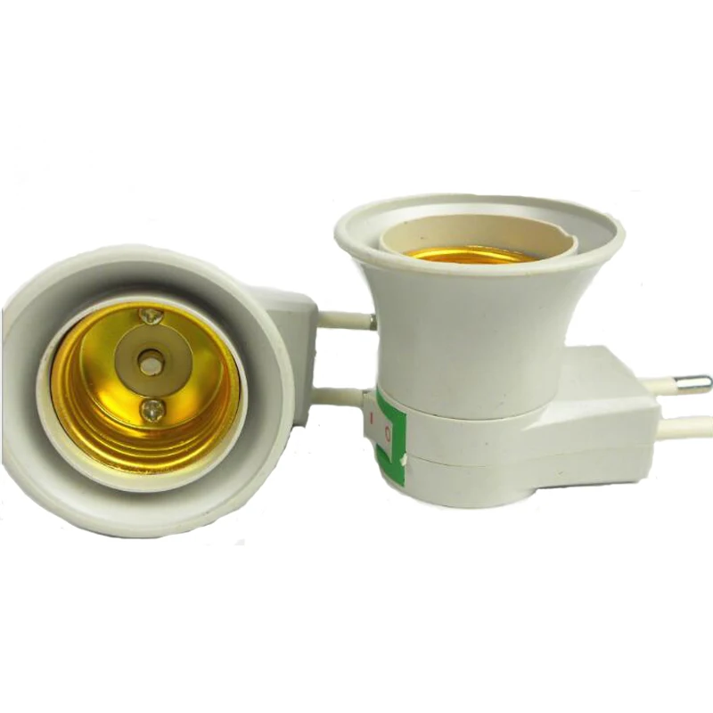 1 pcs E27 Lamp Base Plastic Light Socket to EU Plug Holder Adapter with Power Switch for Bulb