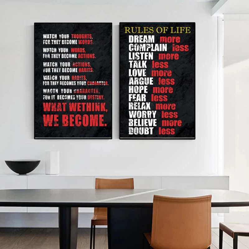Modern English Inspirational Quotes Canvas Painting Rules of Life Posters and Prints Wall Art Picture for Living Room Home Decor