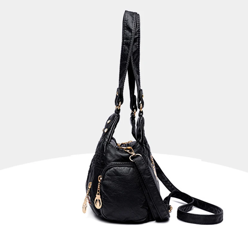 Yogodlns Vintage Weiche PU Leder Schulter Tasche Frauen Große Kapazität Handtasche Mode Umhängetasche Nähte Farbe Griff Tasche sac – Detail 32