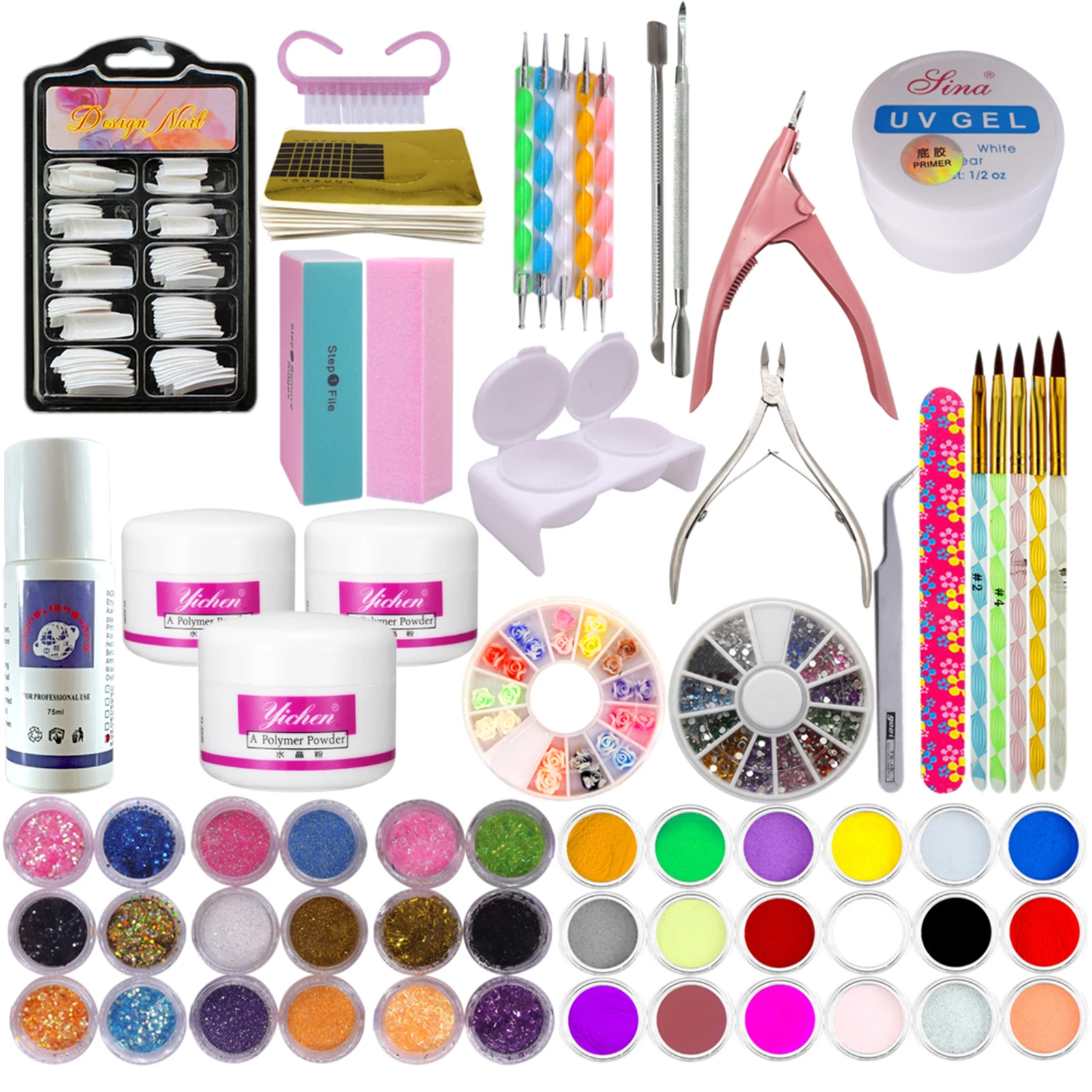 Набор для маникюра акриловый с 36 полосками и ножницами