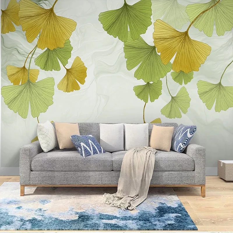 

Custom Mural Wallpaper 3D Nordic Modern Light Luxury Abstract Small Fresh Leaf Background Wall Self-Adhesive Poster Papel