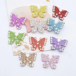 10Pcs 32*25mm Colorful Padded Butterfly Rhinestone Patches for DIY Clothes Headwear Hair Clips Bow Decor Appliques Accessories