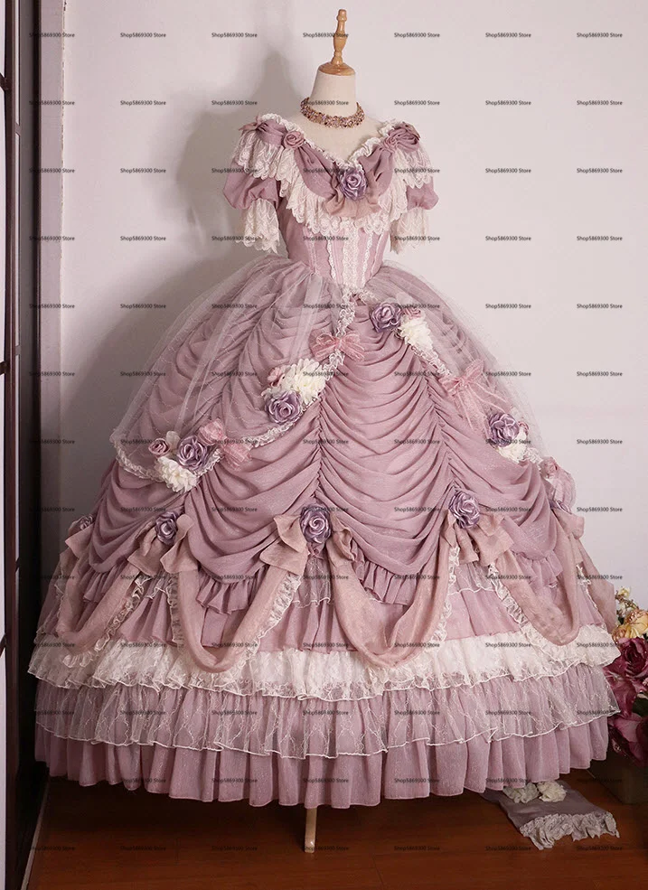 Disfraz de quinceañera rosa, 15 años, encaje Floral, corsé de princesa, vestido de noche, Maorilan brillante