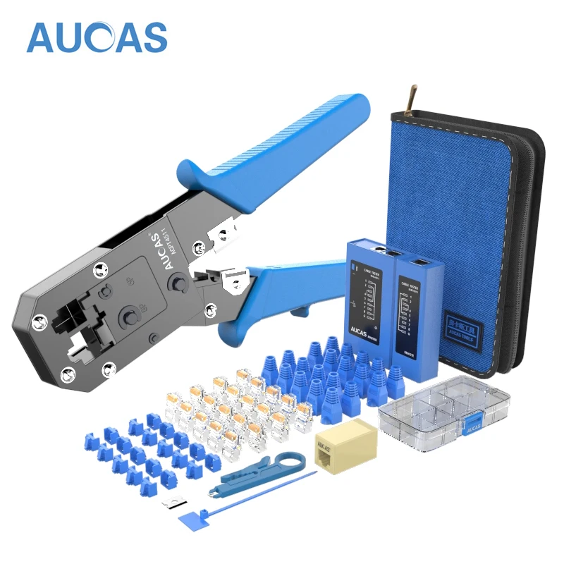 AUCAS RJ45 Network Tool Kit Rj11 Rj12 Connector Crimper Plier Ethernet Cable Cutter