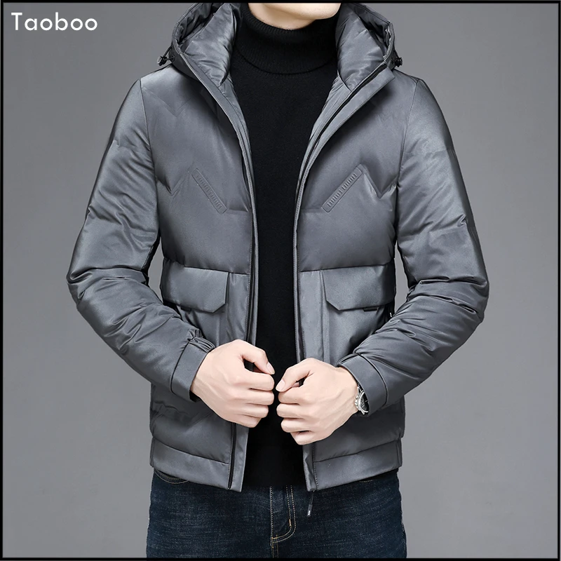 

Taoboo 2021 Winter Brand New Casual Fashion Parka Men Windbreaker Jacket With Hooded 90% Duck Down Coat Blazers Men's Clothing