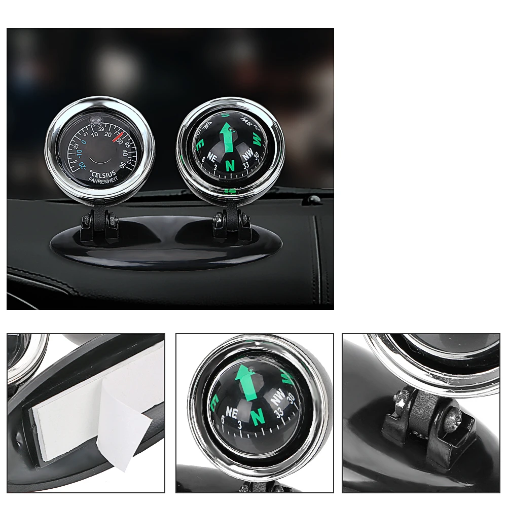 Car Ornaments Compass Thermometer Guide Ball Dashboard Meters Gauge Decorative Truck Automobile Accessories Interior Decoration