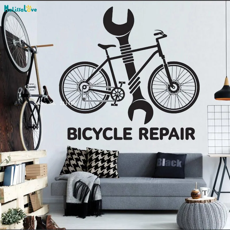 Bicycle Repair Shop Wall Decals Motorcross Free Style Dirt Bike Sticker Sport Motorcycle Kids Teenager Room YT3780