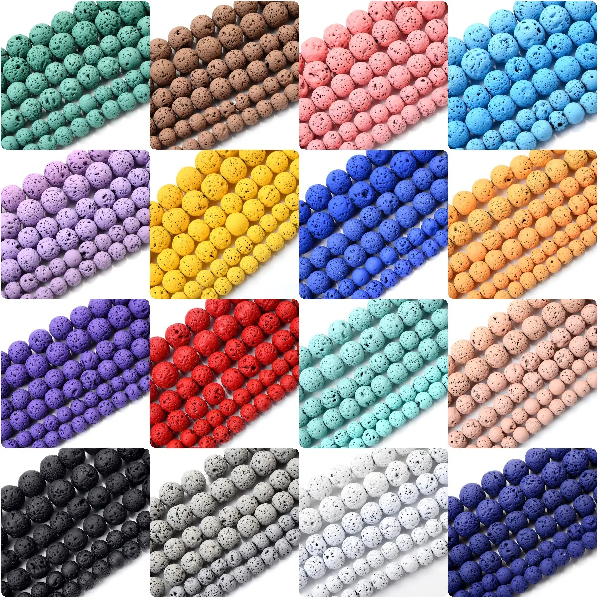 Natural Lava Stone Beads 24 Colors Volcanic Rock Round Loose Spacer Beads For Jewelry Making DIY Bracelet Necklace 4 6 8 10 12mm