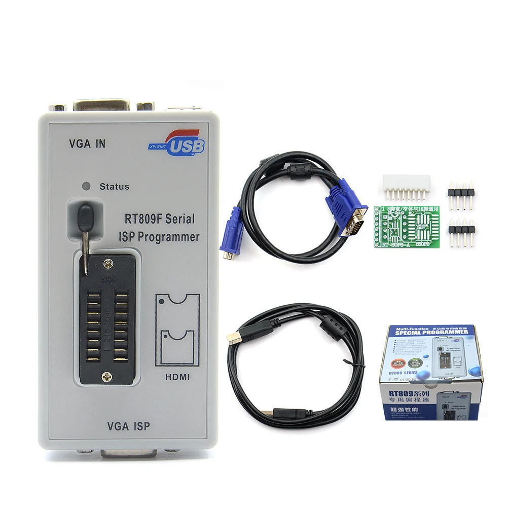 Original RT809F Serial ISP Programmer VGA LCD with RT-SOP8-A Simple Adapter Universal Smart Chips Programming Calculator