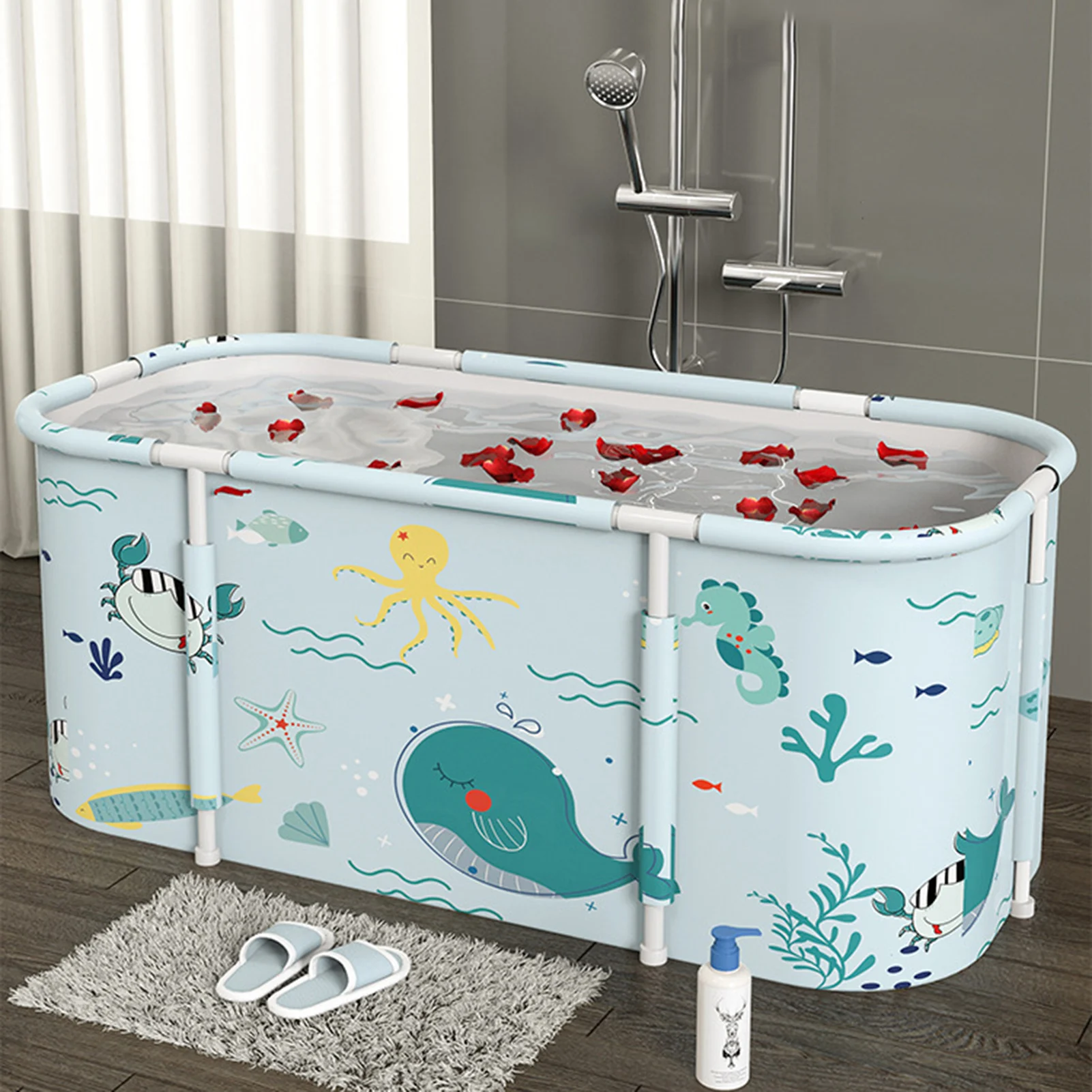 Folding Bathtub Large Adult Tub Portable Bathtub Folding Bath Bucket Thicken Shower Barrel Baby Swimming Pool Bathroom SPA Tub