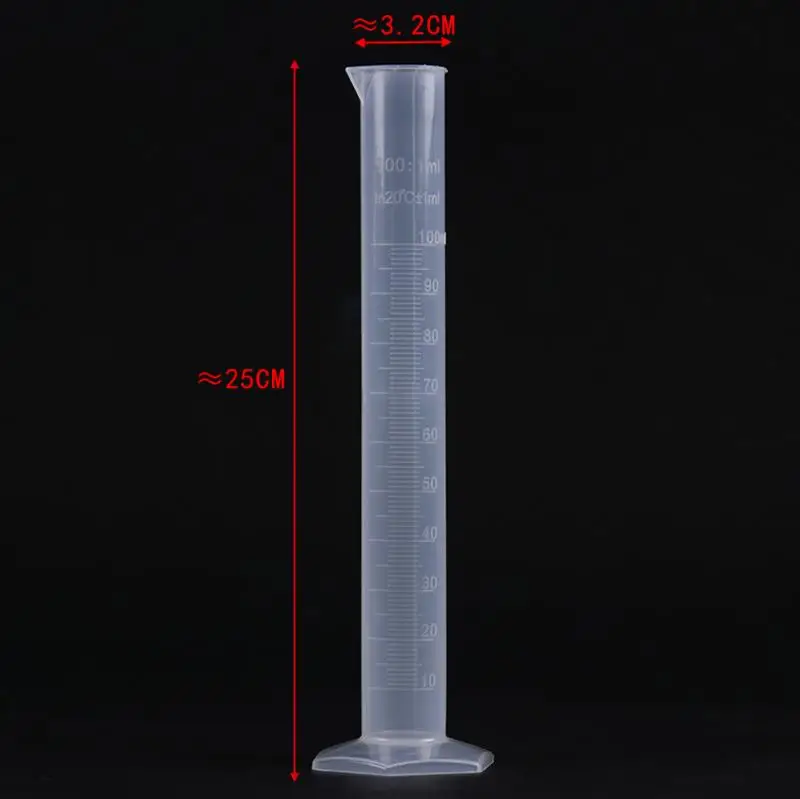 Transparent Measuring Plastic Graduated Cylinder Plastic Trial Test Liquid Tube Lab Tool 10/ 25/ 50/ 100 /250 /500 /1000ml