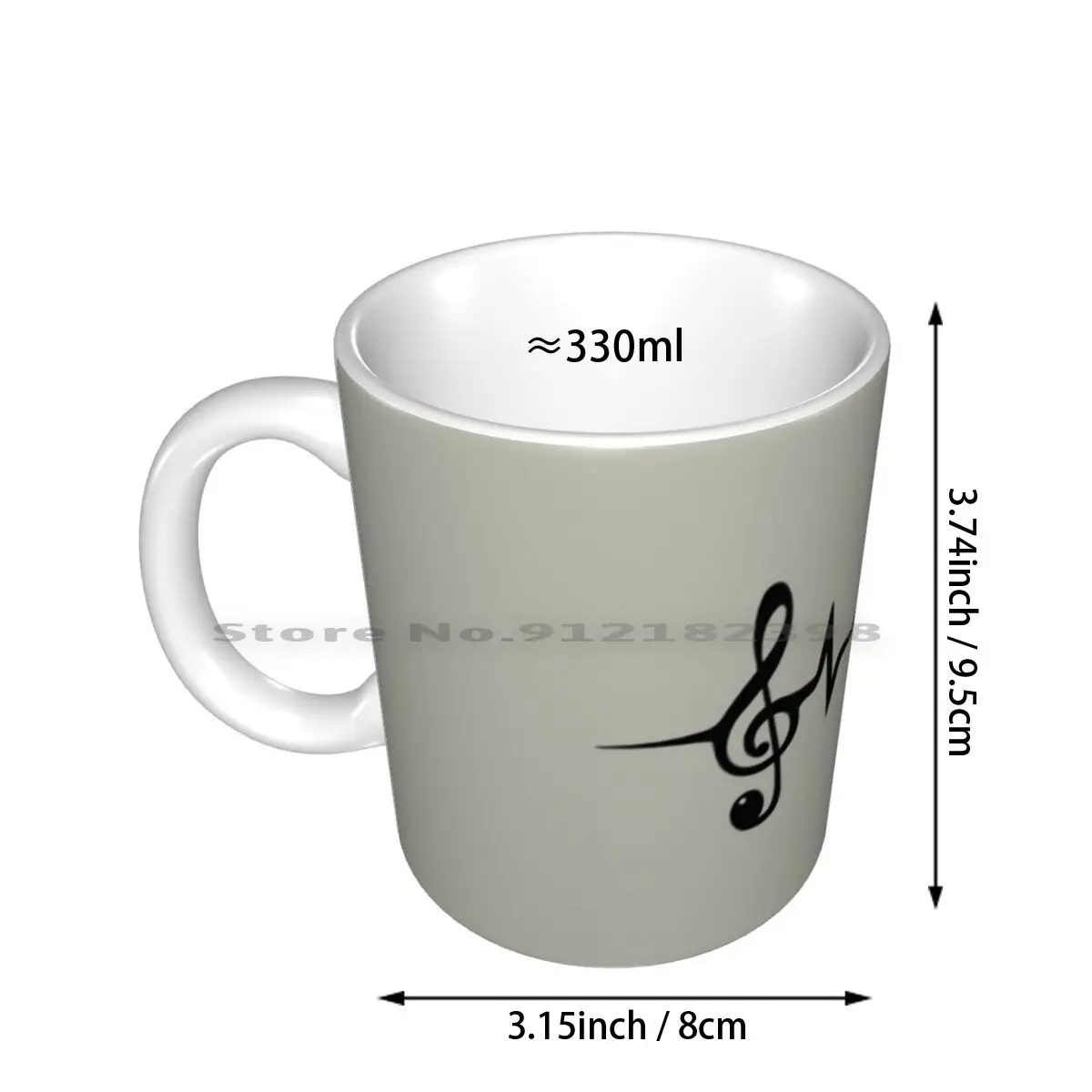 Music Pulse Heartbeat Notes Clef Frequency Wave Sound Festival Ceramic Mugs Coffee Cups Milk Tea Mug Music Heart Treble Clef