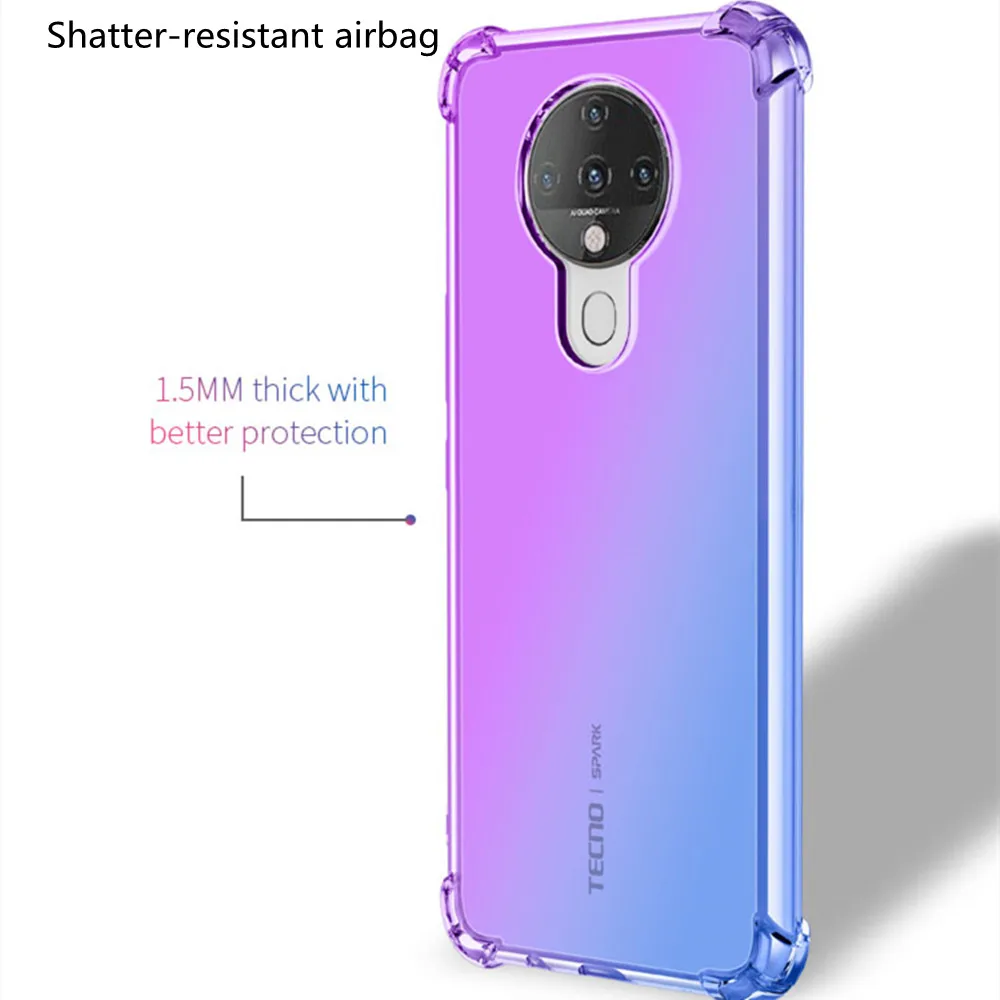 Transparent Rainbow Gradient Phone Case For Techno Spark 6 Go 5 4 Case Airab Shockproof Back Cover For Techno Camon 12 15 Capa