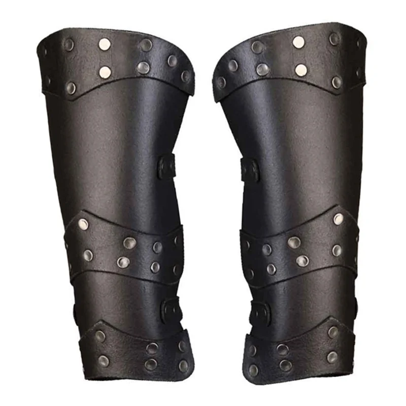 Disfraz de caballero pirata vikingo para hombre y mujer, armadura de pierna de cuero Larp Greaves, Steampunk Medieval, cubierta de zapato de bota, accesorio de disfraz