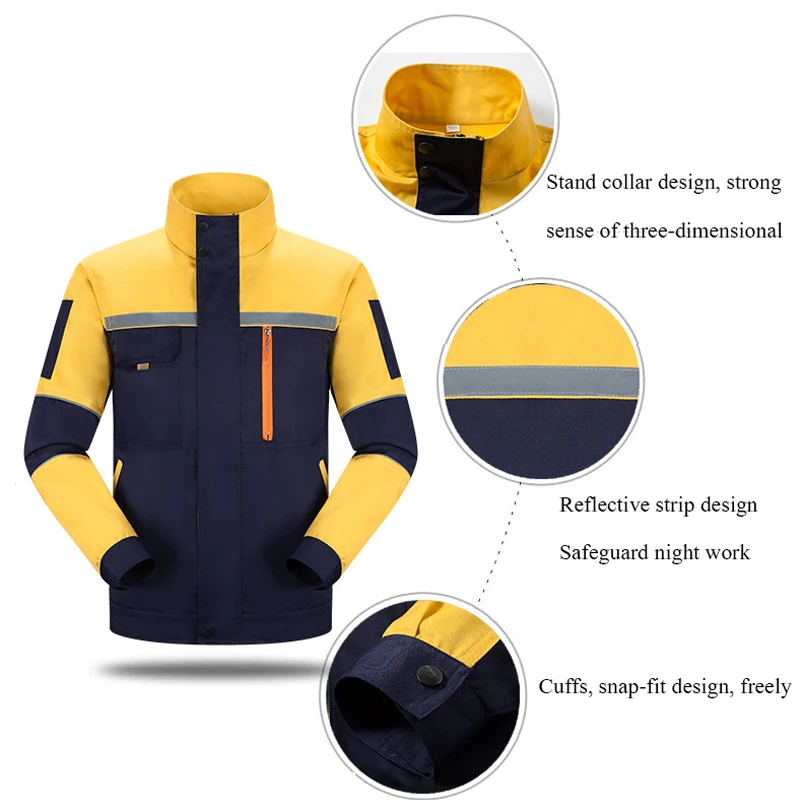Woman men work overalls working uniforms spring thin section Reflective Coveralls welding car workshop mechanic PlusSize clothes