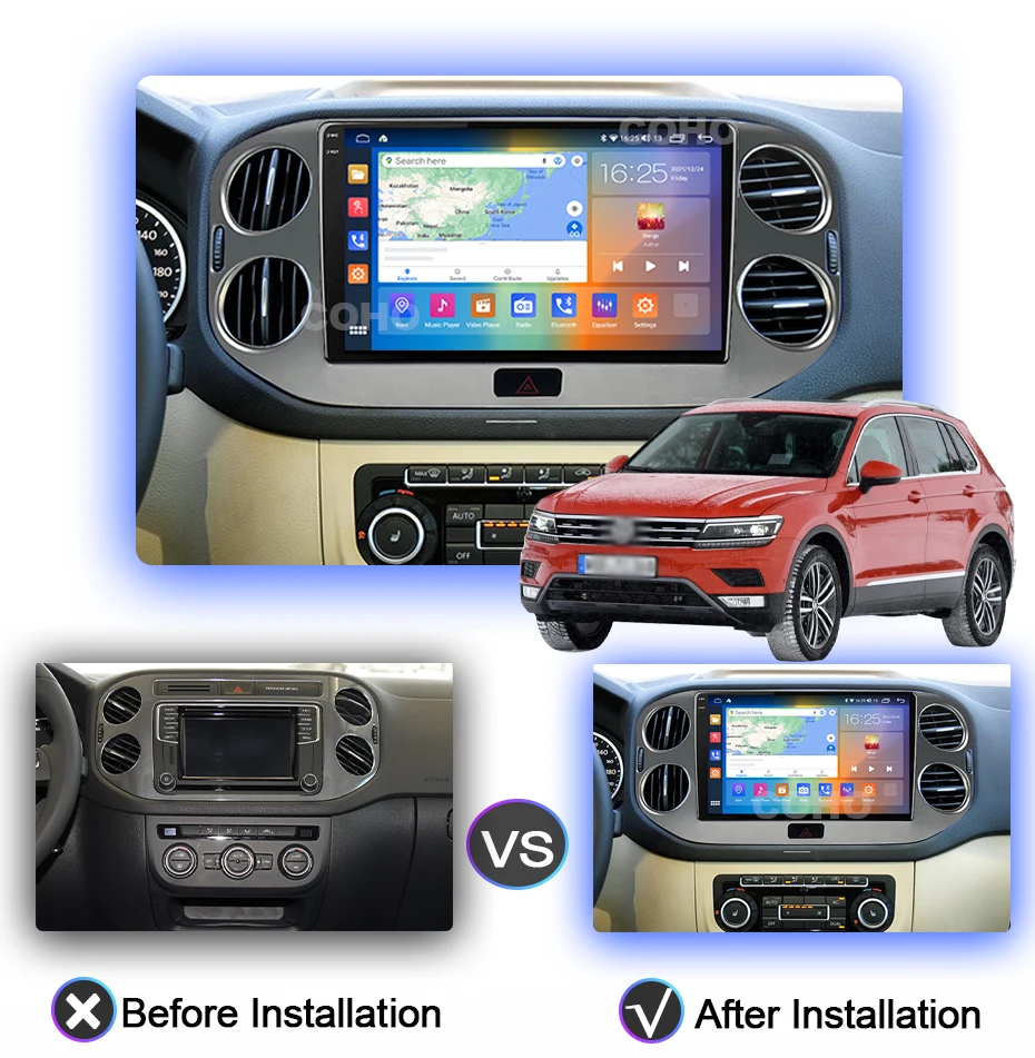 COHO For Volkswagen Tiguan 2010-2017 Car Multimedia Player Radio Coche Android 10.0 Octa Core 8G+256G 2000*1200 Gps Navigation