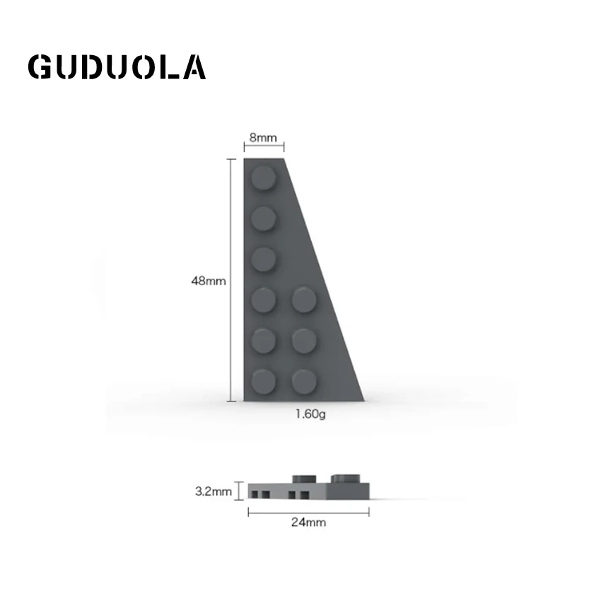 Guduola Rechte Platte 3 x 6 mit Winkel 54383 Spezialziegel MOC Build Kleine Praticle-Blöcke 25 teile/los