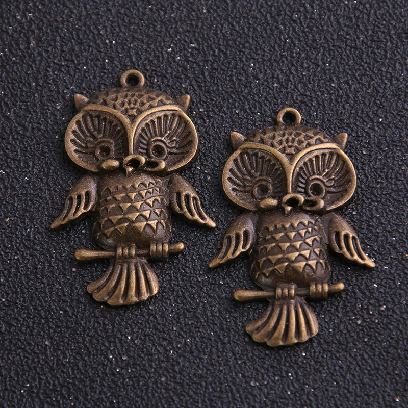 5pieces/lot  27*42mm Antique Bronze Metal Alloy Lovely Owl Charms Pendant Charms Animal Charm