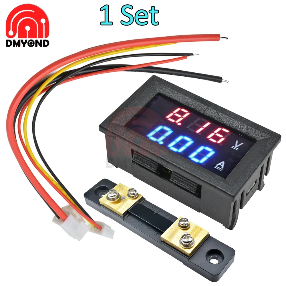 Dc 100v 50a Digital Voltmeter Ammeter Volt Amp Meter Voltmeter Ampermeter + 50A75mV FL-2 50A 75mV Shunt Voltmeter Car Module