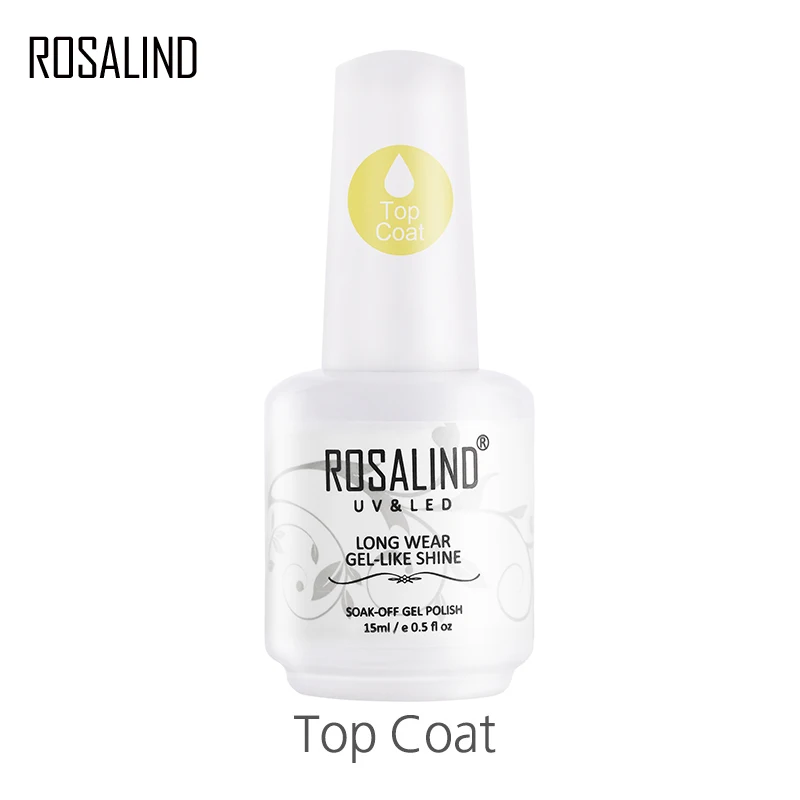 Rosalind 15ML bazy i żel Top Coat lakier do paznokci półtrwałe hybrydowy podkład do Manicure Nail Art fundacji lakier do paznokci