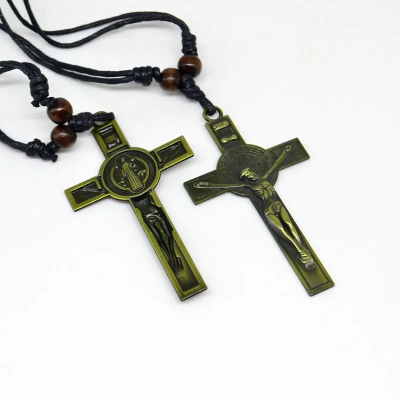 03 Saint Benedict Medal INRI JESUS Cross Pendant Necklace Catholic Fashion Religious Jewelry