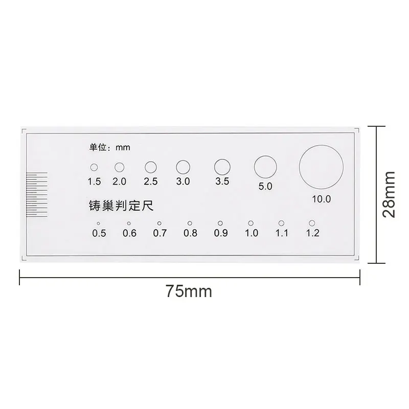 Casting Quality Inspection Ruler Surface Pore Test Card Calibration Ruler Point Gauge Inner Diameter Microscope Micrometer