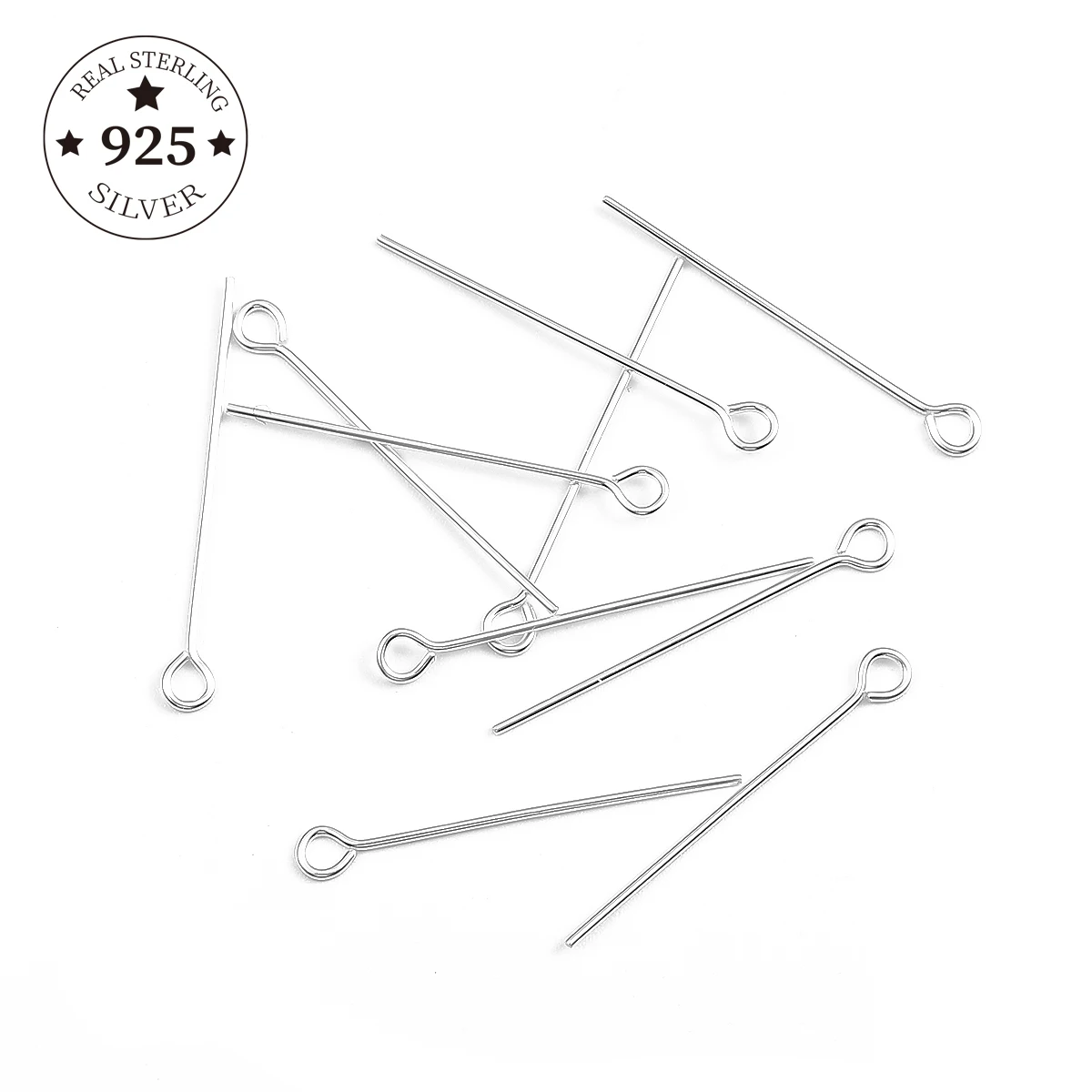 925 Sterling Silver Ball Head Pins Needles 9 Eye pins T Shape Heads pins Beads Earring Jewelry Findings Ornament Jewelry Making