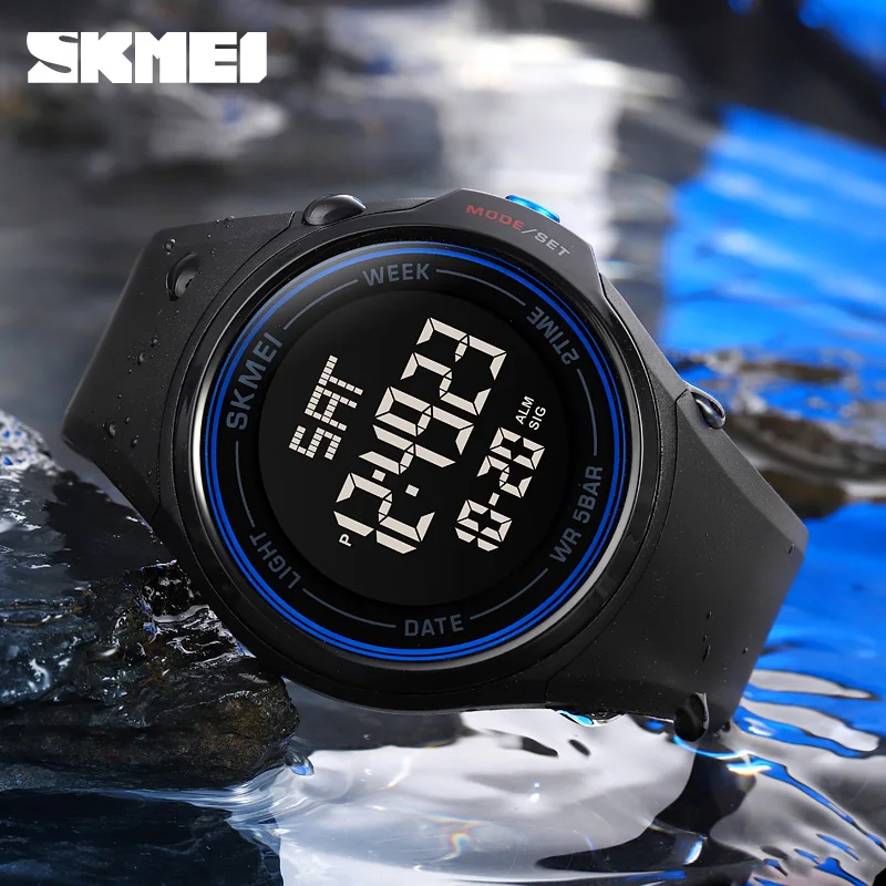 SKMEI New Digital Movement Men Watch Sport 50Bar Waterproof Countdown Chrono Led Light Display Watch Electronic Alarm Clock 1810