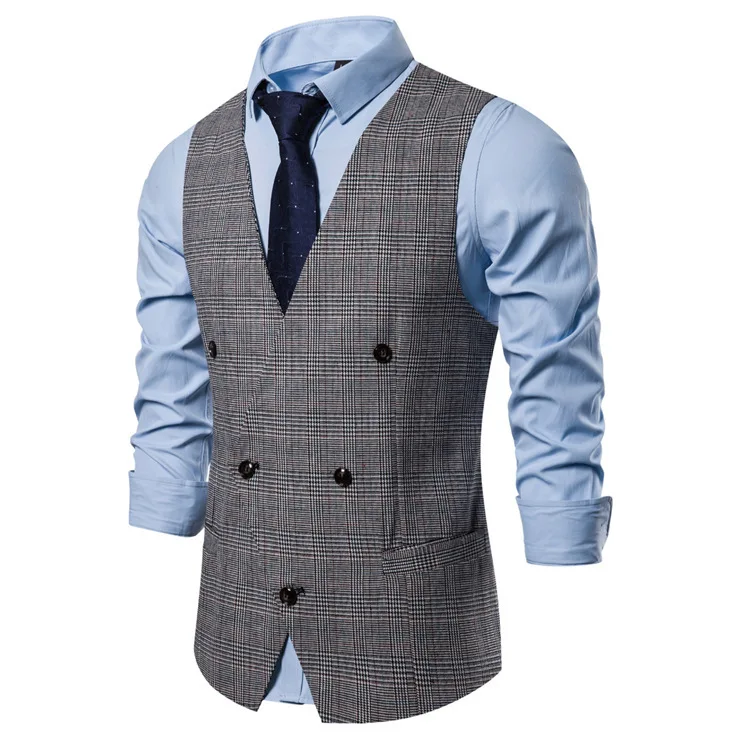 Mens Vest In Stock Spring and Autumn Fashion casual V-neck British Style Suit Vests Three Color