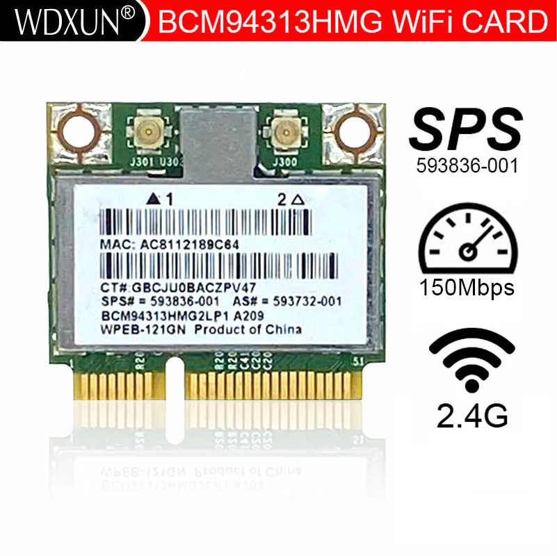 Broadcom 4313 Wifi Kartu 593836-001 Bcm94313hmg2lp1 Dm1 Dm2 Dm3 Dm4 Mini 110 G72 Dv7 150 Mbps Nirkabel untuk LAPTOP 802.11bgn