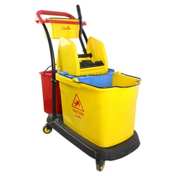 Down-pressing double-bucket water squeezing truck B-046 squeezing bucket washing mop bucket wring out tussah dry mop