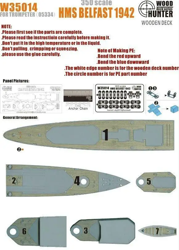 

2018 Hunter 1/350 W35014 Wood deck HMS Belfast 1942 for Trumpeter Top quality