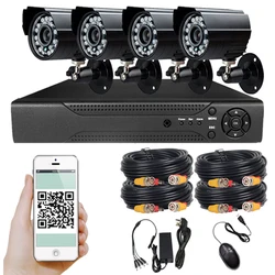 Kit de visión nocturna 4 canales 1080P AHD DVR cámara impermeable 5 en 1 grabadora alarma de correo electrónico videovigilancia sistema CCTV de seguridad al aire libre