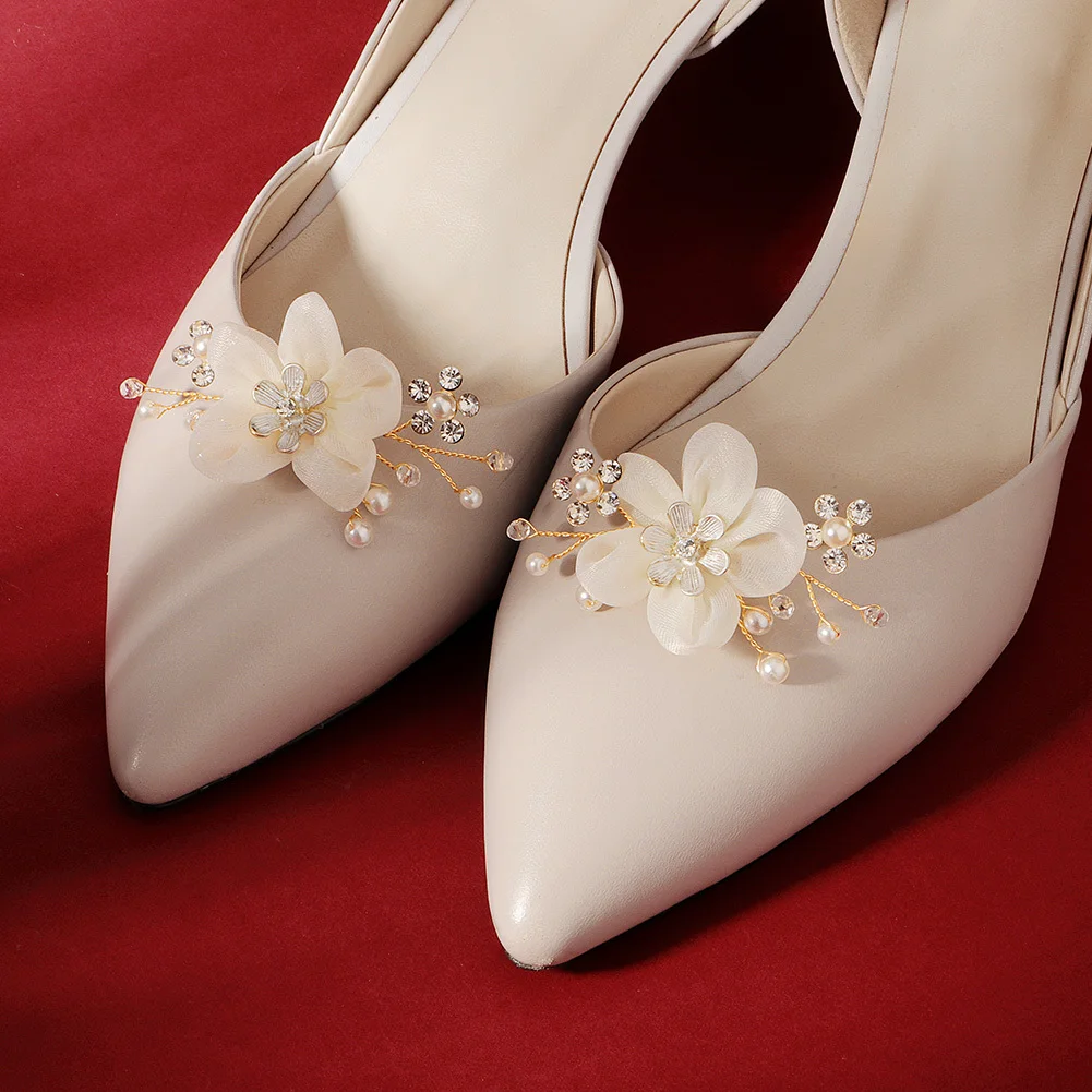 High heeled shoes accessories butterfly shoe flower removable pearl shoes accessories decorative buckle shoe flower