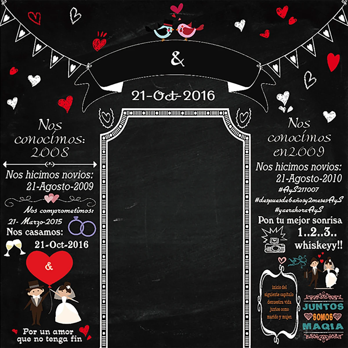 Allenjoy Custom กระดานดำพื้นหลังงานแต่งงานสีดำหรือขาว Idea ชอล์กครบรอบพื้นหลัง Photo Booth Decor แบนเนอร์