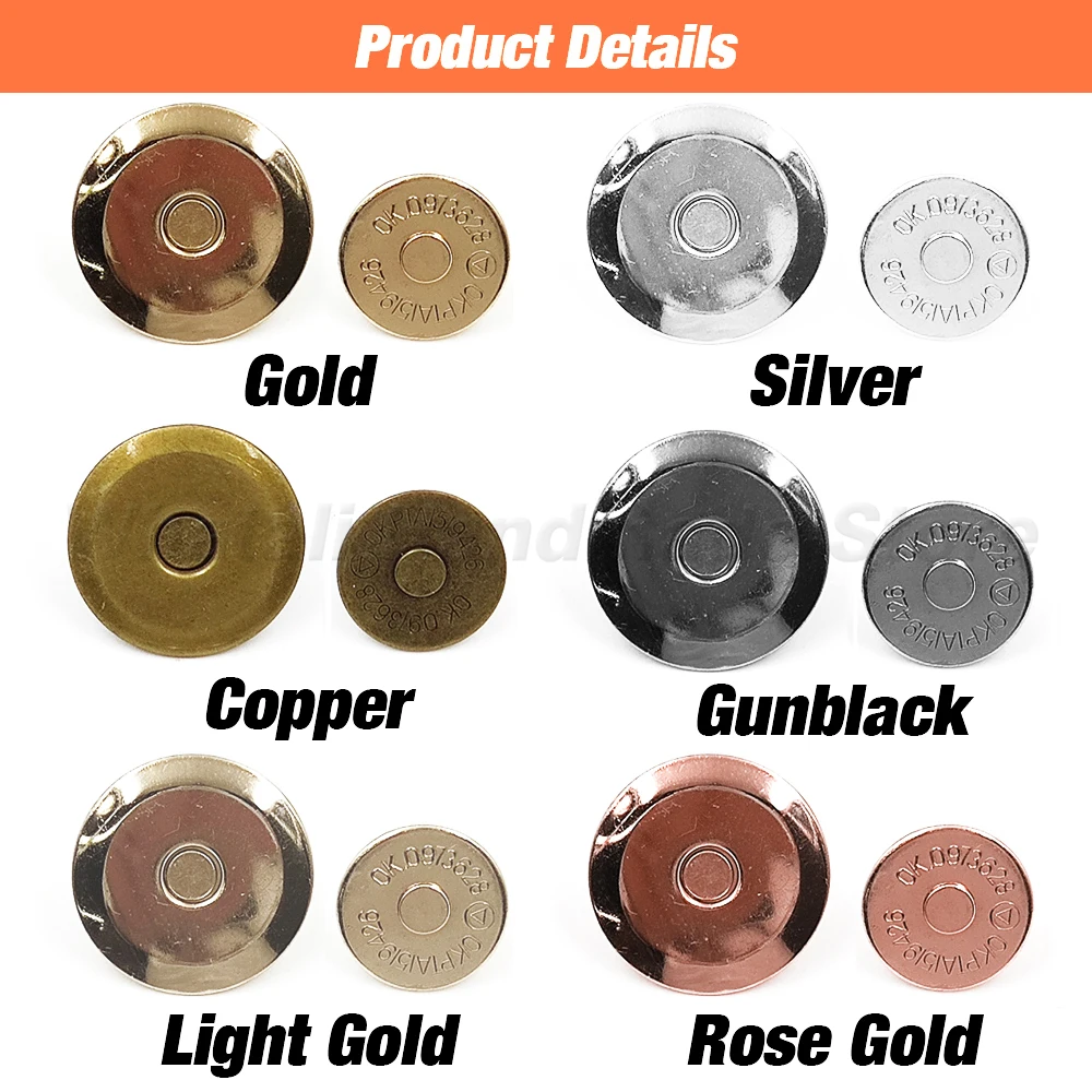 10 set/lotto 10mm-20mm bottoni magnetici fermagli a scatto per materiali fibbia borsa per cucire borsa borsa Craft portafoglio parti accessori