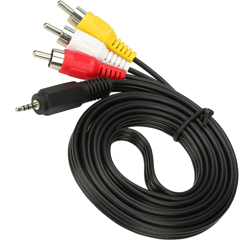 2.5mm Jack to 3 x RCA Phono Lead Audio / Video AV Cable 2.5mm to AV Video Cable For Net Media Player 1.5m