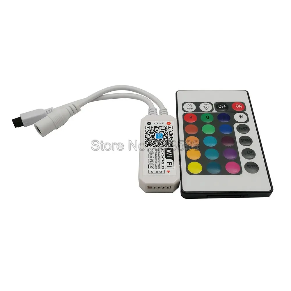 Magic Home Mini WiFi RGB LED Controller with 24Key IR Remote DC5V 12V 24V Support Phone APP Control & Alexa Google Voice Control