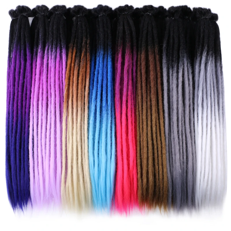 Dreadlocks Full Star faits à la main, perruque synthétique de mariée au Crochet, 5-30 brins, noir ombré brun noir violet