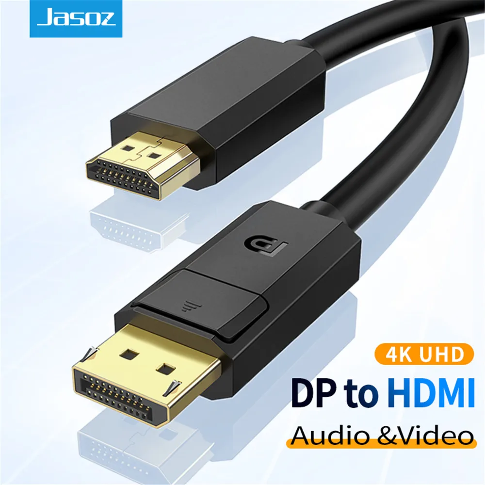 Jasoz Display Port to HDMI 4K*2K 30Hz DP to HDMI Cable 2m 5M for PC Laptop HDTV Projector Video Audio Cable DisplayPort to HDMI