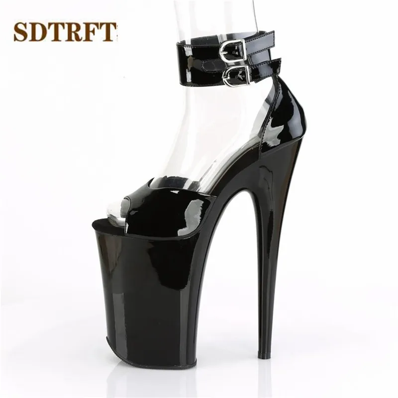 SDTRFT Zapatos Mujer Buckle Fetish Sandals 23cm Thin Heels Pumps Platform Woman Walking Show Artifact Model High-heeled Shoes