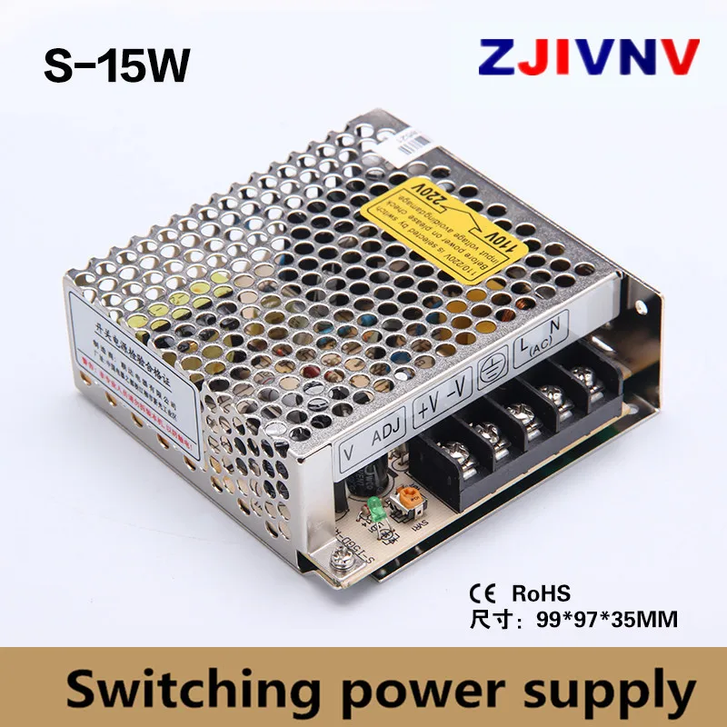 Одиночный выход 15 Вт импульсный источник питания с низкой мощностью 5 В/12 В/24 В, переменный и постоянный ток smps 5 В 3 А, 12 В А, 24 В А, вход 110-240 В переменного тока