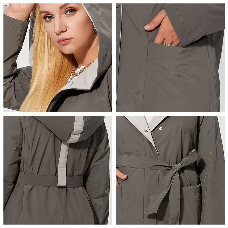 Astrid 2022 Herfst Vrouwen Parka Oversize Dunne Katoenen Elegante Lange Jassen Vrouwelijke Jassen Met Capuchon Grote Zakken Riem Bovenkleding