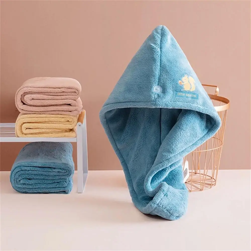 Women Girl\'s Hair Drying Hat Quick-dry Hair Towel Cap Hat Bath Hat Microfiber Solid Towel Cap Super Absorption Turban Hair Cap