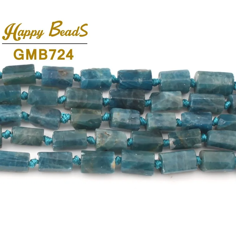 Naturale Sfaccettato Blu Apatite Perline di Pietra Cilindro Branelli del Distanziatore Allentato Per Monili Che Fanno FAI DA TE Dell'orecchino Del Braccialetto 7.5 "Pollici 7x10mm