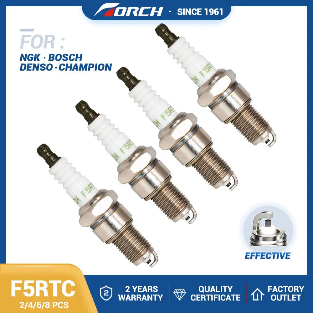 2-8pcs Solid Nut Spark Plug TORCH F5RTC Candle Replace for RENAULT 7700103502 7700725302 SUBARU 490010033 NISSAN 22401-V1415