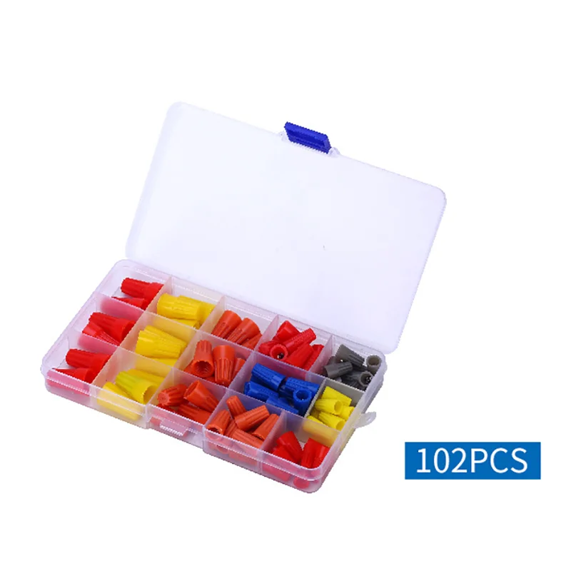 102 pcs Screw Connector Caps Electrical Wire Connection Spring Insert Assortment Cable Twist Crimp Terminals P1/P2/P3/P4/P6 Kit