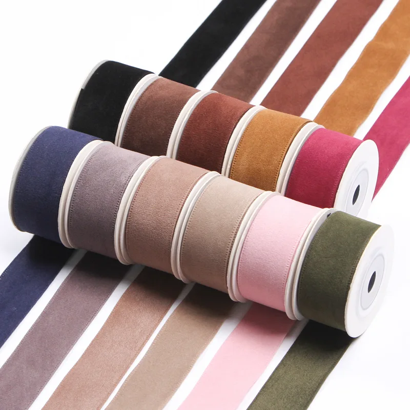 10Yards 25MM 38MM Suede Solid Color Ribbons For Hair Accessories DIY Crafts Handmade Y2021120702